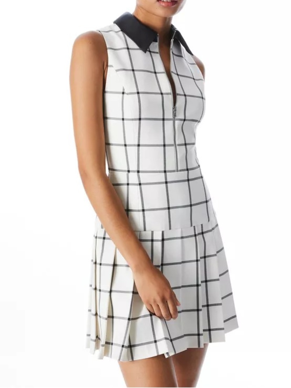 Alice + Olivia Ellis zip front pleated dress